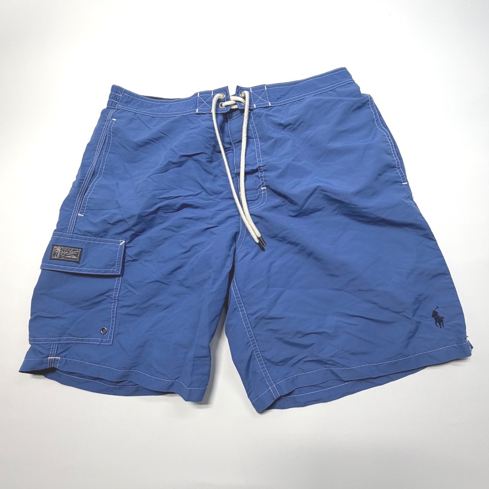 Polo Ralph Lauren Blue Swim Trunks Mens‎ L Cargo Board Shorts Swimwear